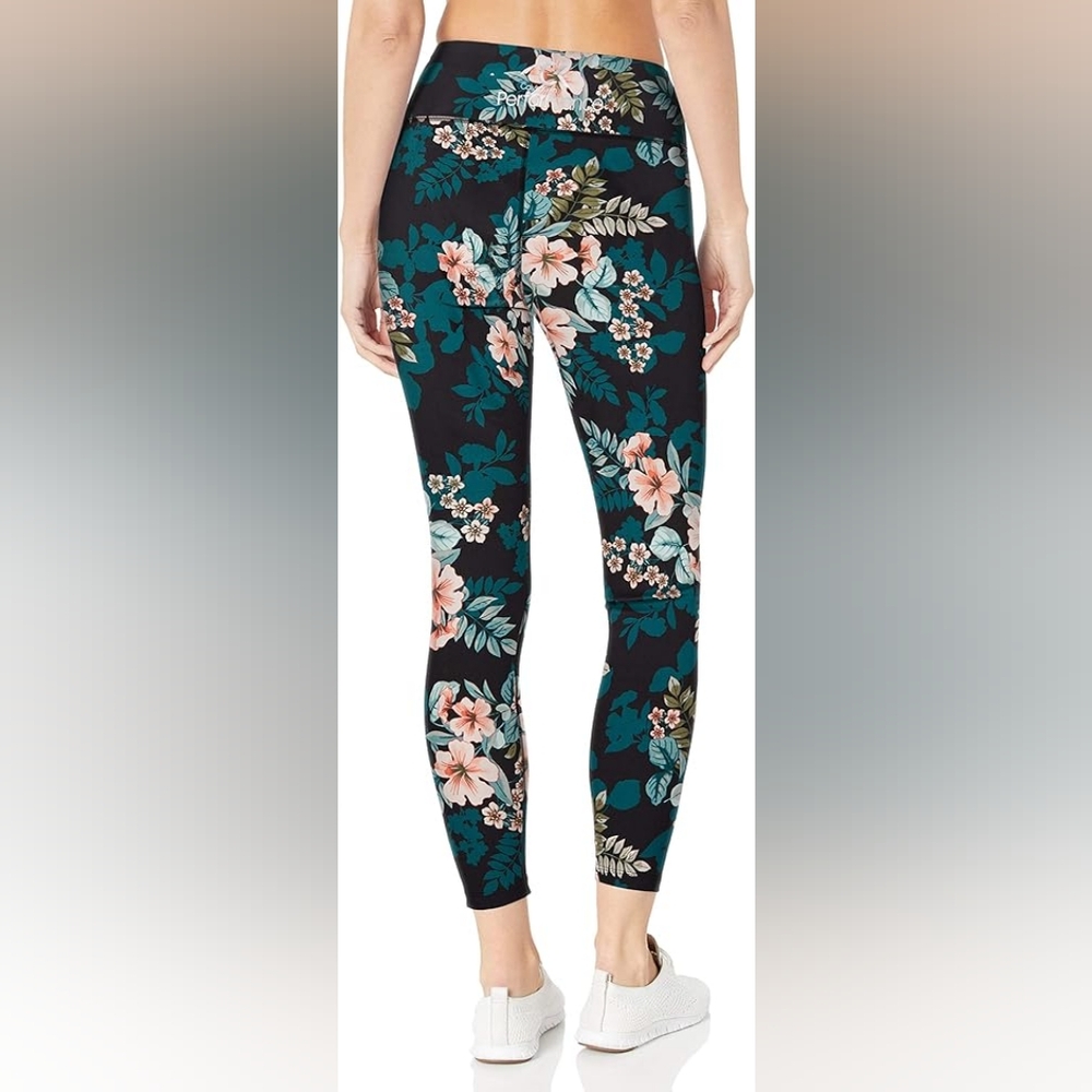 Calvin Klein Performance 7/8 Length Black Floral Print Leggings - Size Small